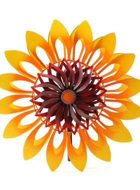 向日葵大风车铁艺户外庭院花园别墅民宿装饰造景摆件太阳能风车灯