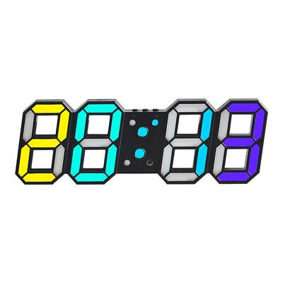 3D钟RGB电子挂钟可立可挂两用LED数字时钟炫彩床头夜光钟表0733