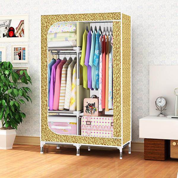 加固衣橱单人小号布衣柜25MM钢管加粗25885509宿舍衣橱90