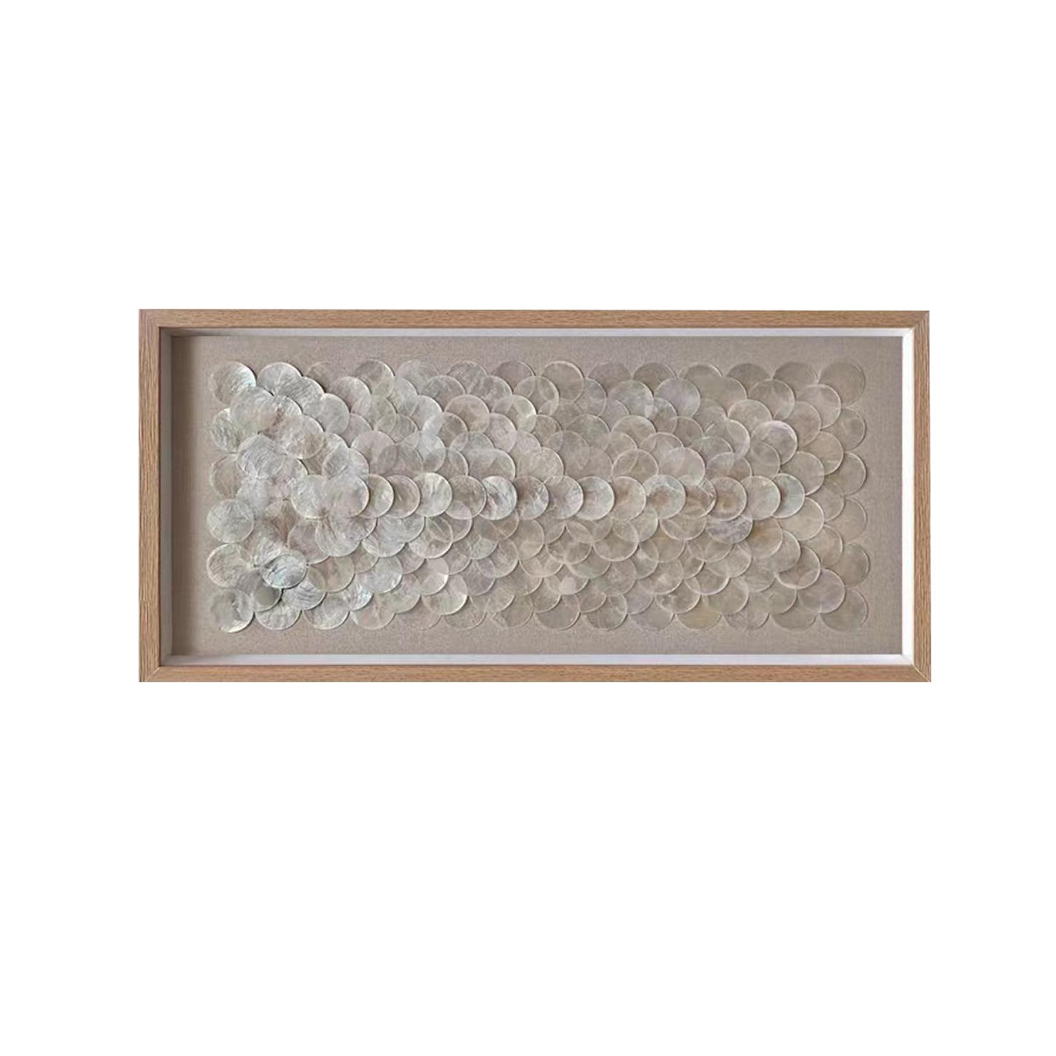 侘寂风天然贝壳装饰画玄关客厅餐厅背景墙挂画纯手工制作高级感画