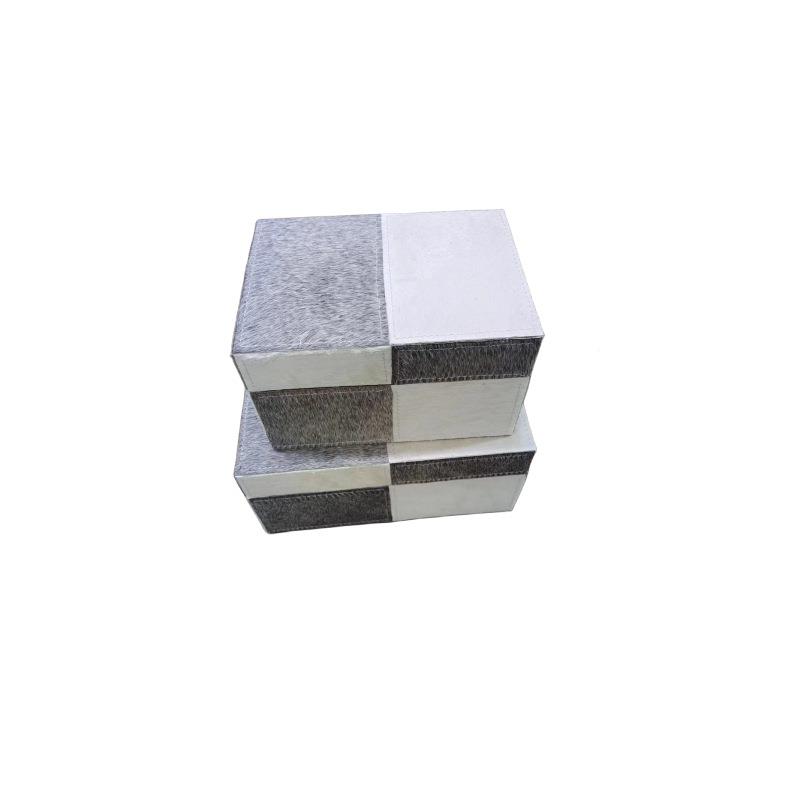 轻奢代马毛厅拼色格子卧113软装首饰盒样板间客室床现头柜收纳盒