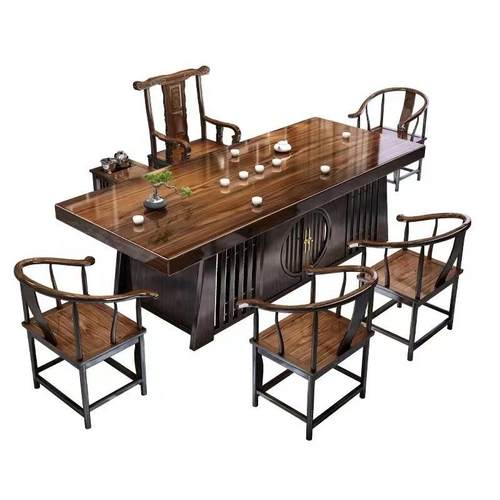 实木大板茶桌椅组合家用办公茶台茶几一体一整套功夫泡茶桌