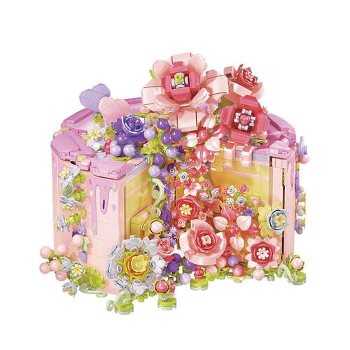 蛋糕积木花拼装益智玩具永生玫瑰摆件女生生日礼物情人节办公室