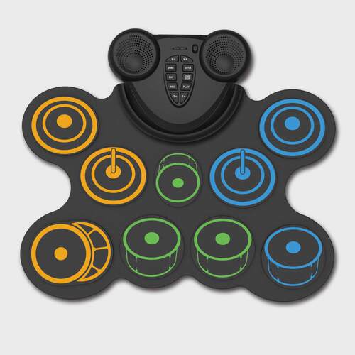 手卷电子鼓架子鼓便携软鼓双喇叭可充电支持电鼓游戏外贸新款
