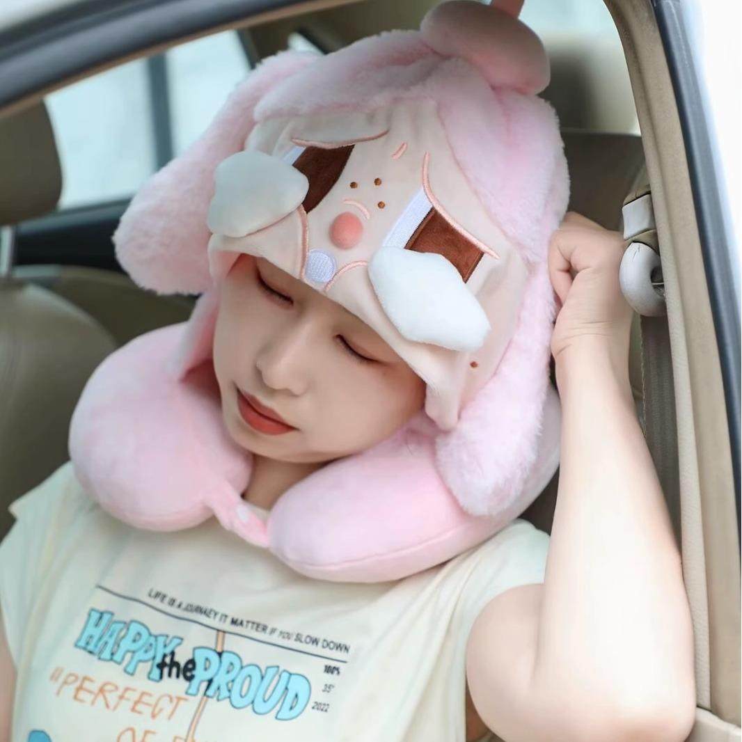 可爱卡通哭娃毛绒连帽U型枕办公室午睡枕便携飞机旅行护颈枕,床上用品,U型枕/便携枕,淘宝优惠券,粉丝福利购,淘宝优惠卷