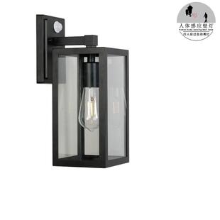 人体感应壁灯正方形简约铁艺墙壁灯楼梯过道智能感应户外壁灯