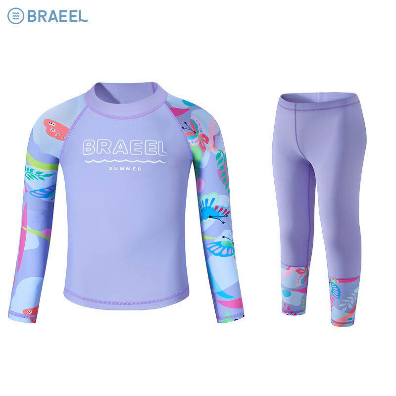 2025夏季新款女童分体式防晒速干儿童游泳泳衣中大童长袖长裤套装