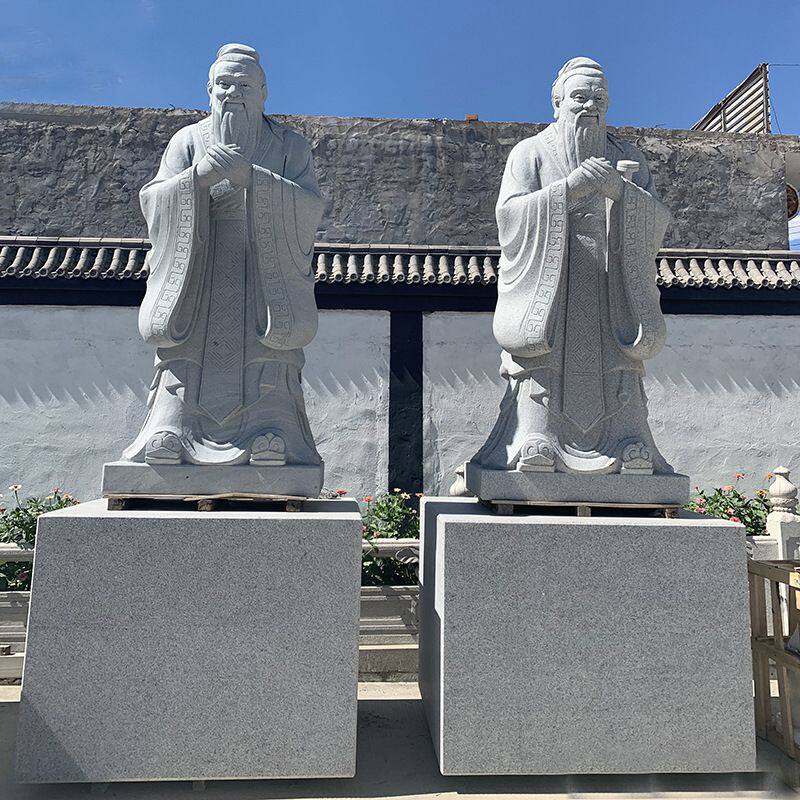 汉白玉石雕孔子像花岗岩孔子老子站像半身像校园广场文化人物摆件
