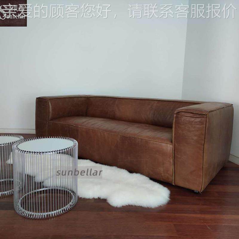 厅羽绒发皮1027沙发头层牛皮全皮美式客复古真三人酒沙店别墅