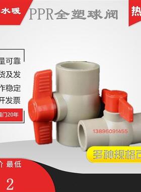 PPR全塑料球阀热熔水管开关耐腐蚀化工灰色水管阀门管配件20 63