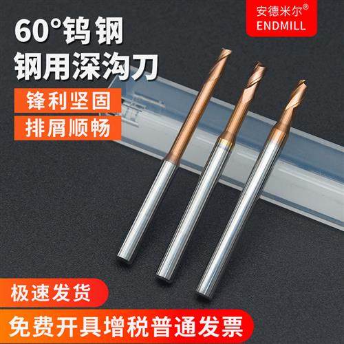 60度钢用深沟平刀涂层长颈加长刃微小硬质合金铣刀D0.2L2-D3L25