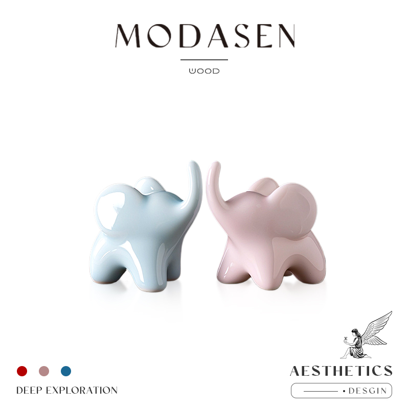 MODASEN现代简约陶瓷迷你象摆件