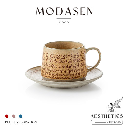 MODASEN趣味文字陶瓷咖啡杯碟