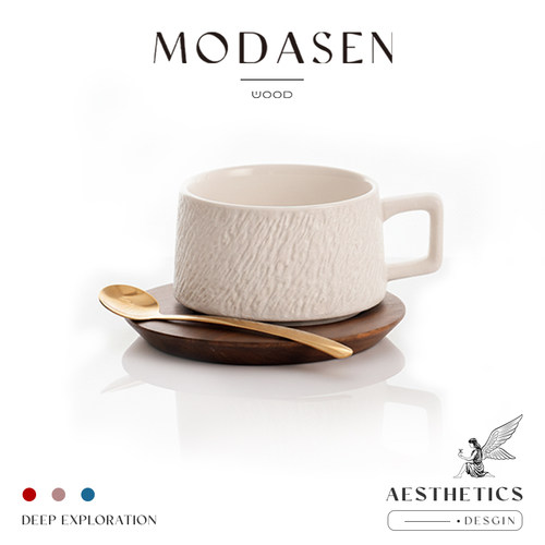 MODASEN磨砂纹理陶瓷咖啡杯碟