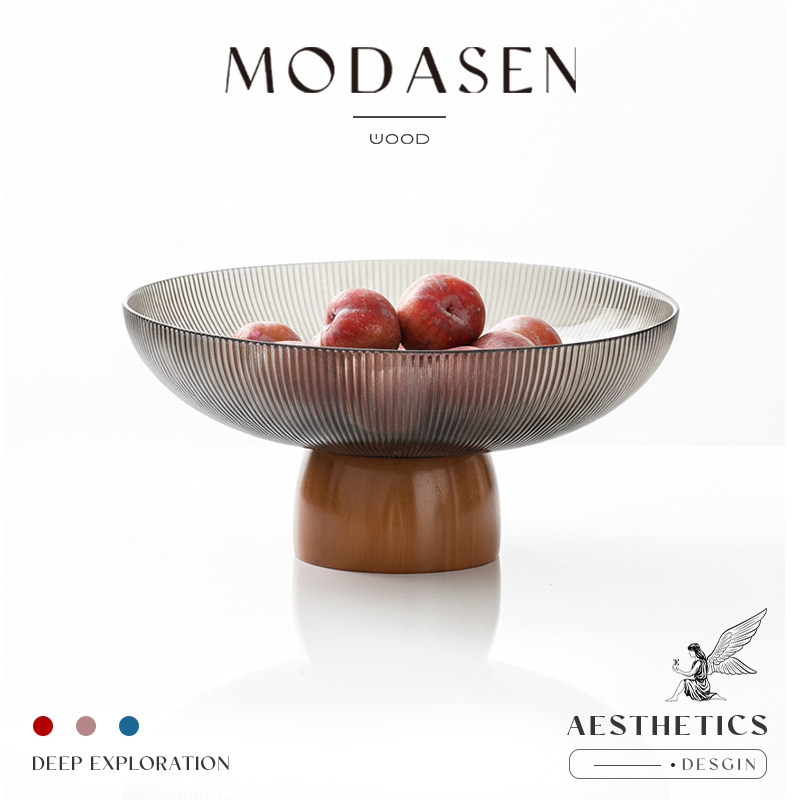 MODASEN丨竖纹 GCUI北欧玻璃高颜值水果盘碗家用大气客厅茶几果盘,家居饰品,果盘/果篓,淘宝优惠券,粉丝福利购,淘宝优惠卷