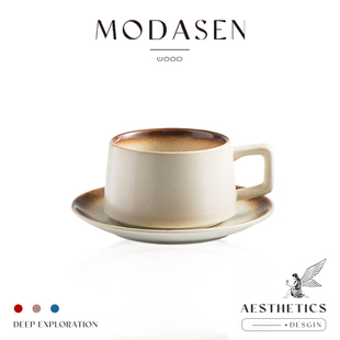 SGHR复古日式 陶瓷咖啡杯碟高颜值下午茶杯拉花杯子 缩口 MODASEN