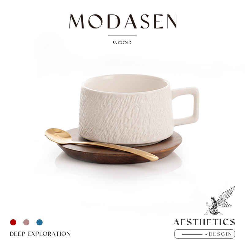 MODASEN磨砂纹理陶瓷咖啡杯碟