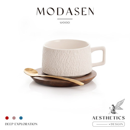 MODASEN磨砂纹理陶瓷咖啡杯碟