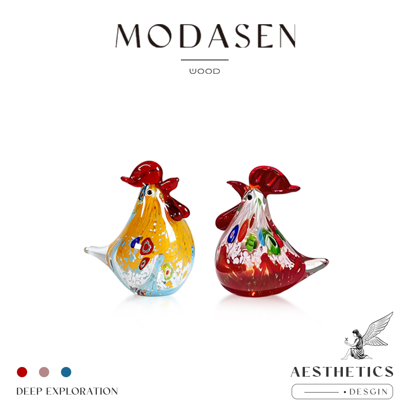 MODASEN琉璃公鸡摆件动物装饰品