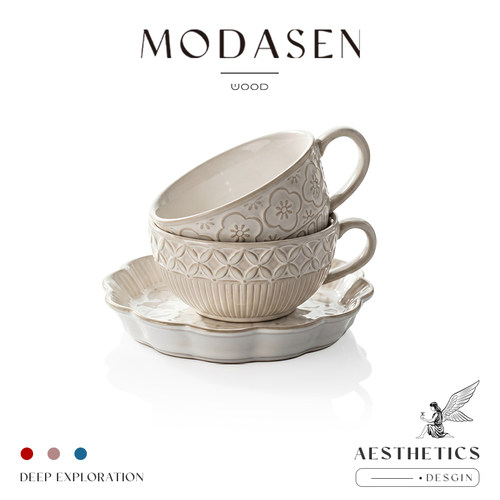 MODASEN法式复古陶瓷咖啡杯碟