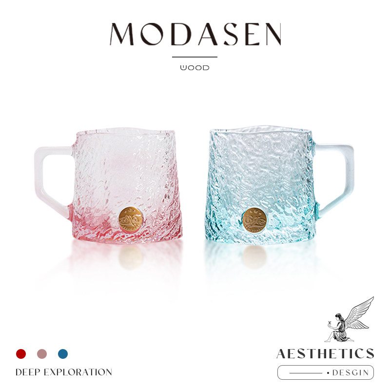 MODASEN丨雪舞 NKOS圣诞节渐变冰川玻璃杯带把家用办公水杯子礼物