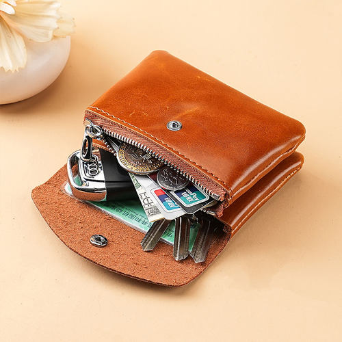日韩原创植鞣牛皮小卡包真皮手工缝线名片包女复古驾驶证零钱包男