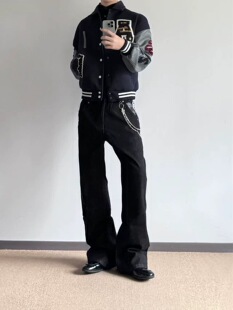 新时代OG原牛13盎司四线窄幅刺绣特调微喇显高百搭通勤牛仔裤