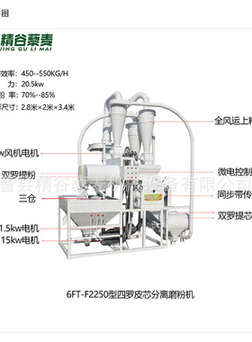 山东菏泽曹县6FT-50C型三仓四罗皮芯分离磨粉机 小麦玉米均可制粉