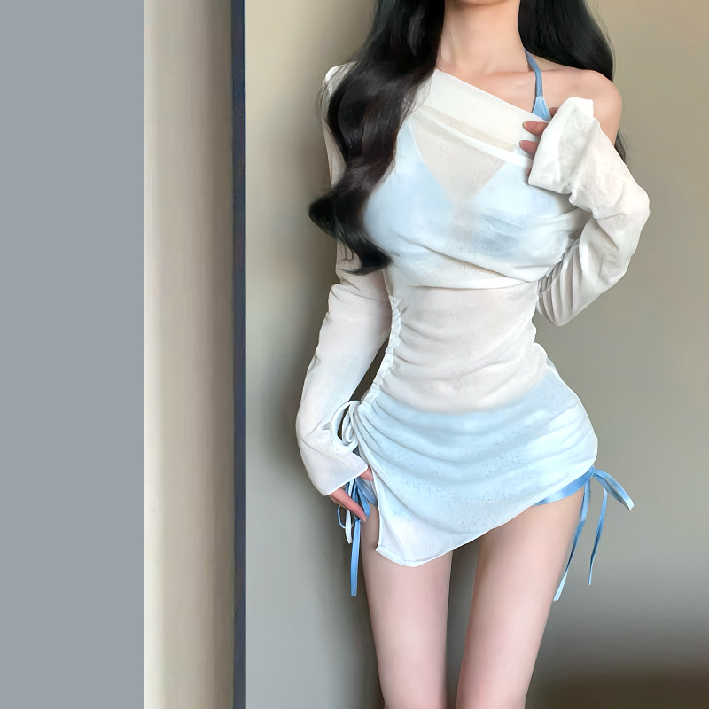 泳衣女款比基尼分体平角三件套性感纯欲风海边度假2025新款游泳装