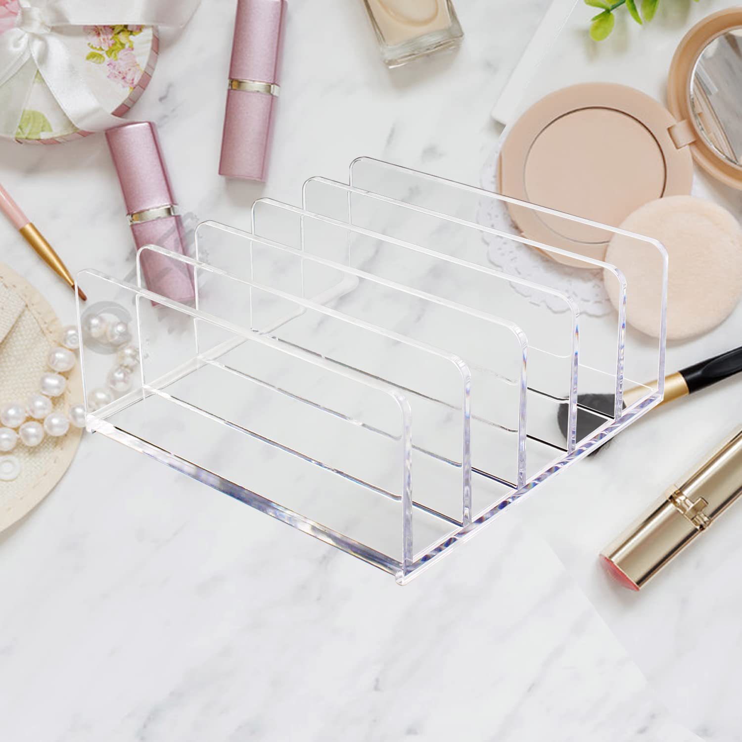 桌面眼影盘粉饼收纳盒办公文件透明亚克力学生书本架塑料唱片架
