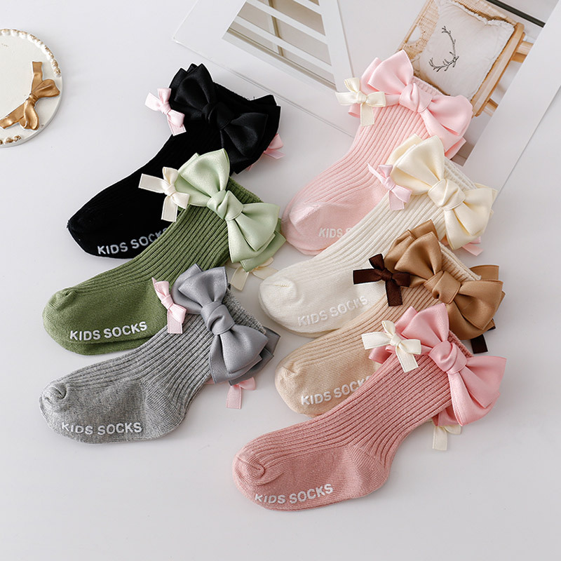 2024ins西班牙重工儿童糖果色地板袜坑条宝宝中筒袜点胶防滑袜