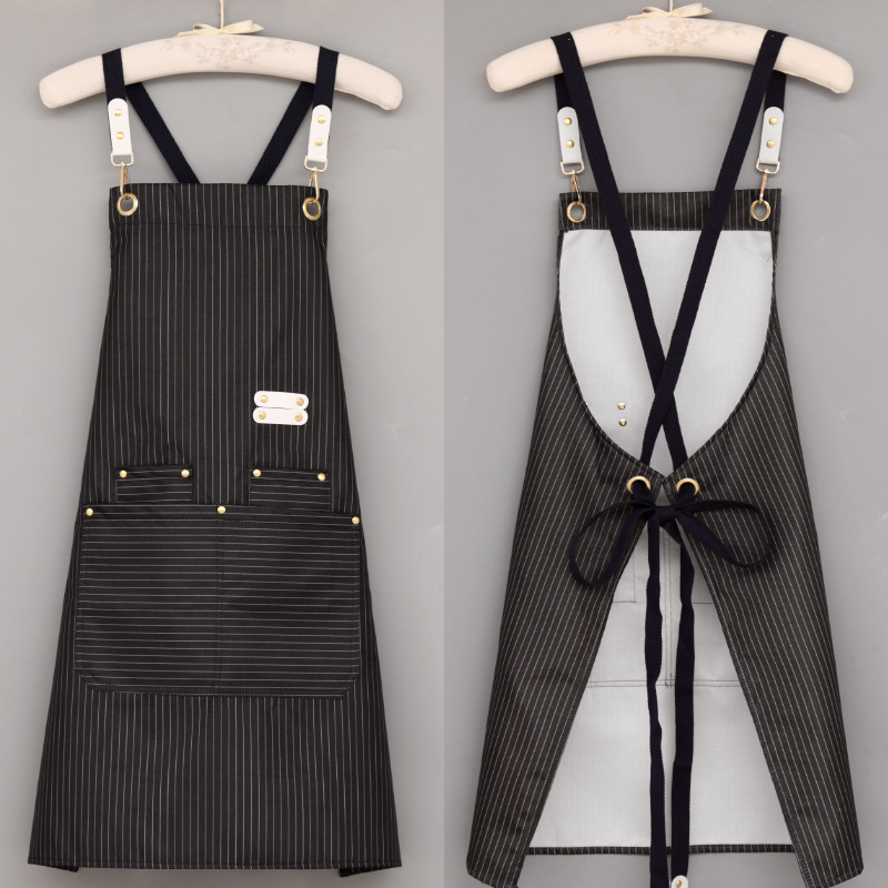 咖啡奶茶店餐饮围裙印字防水防油时尚韩版工作服女家用厨房上班男