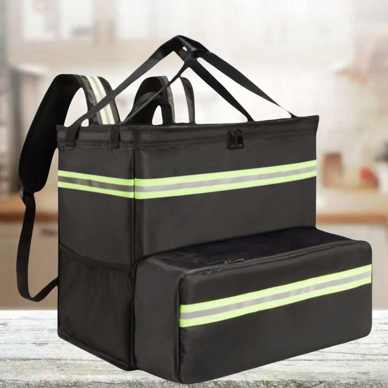 工厂现货双肩披萨外卖包外卖箱大容量加厚保温包deliverybag