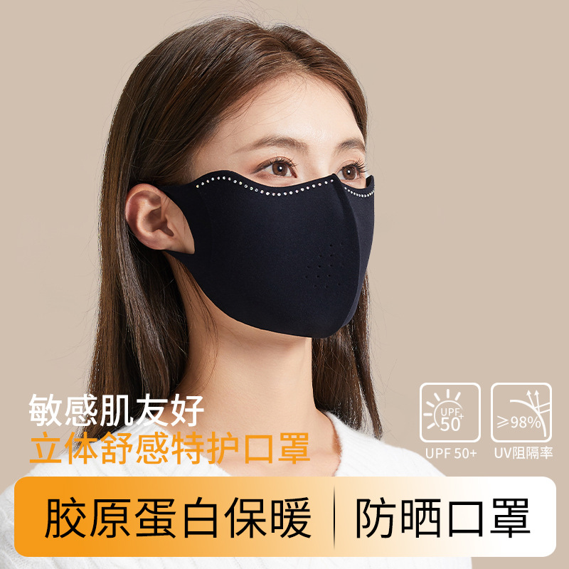 秋冬胶原蛋白保暖口罩女暖绒透气美拉德防晒防风寒防尘骑行面罩男