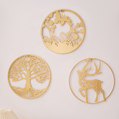 饰生命树墙壁装 新中式 金色铁艺挂件酒吧咖啡馆装 饰挂件客厅背景