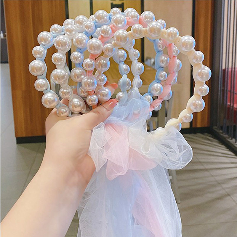 儿童珍珠飘带发箍宫廷风优雅古风仙女头箍女童发饰蝴蝶结发带头饰