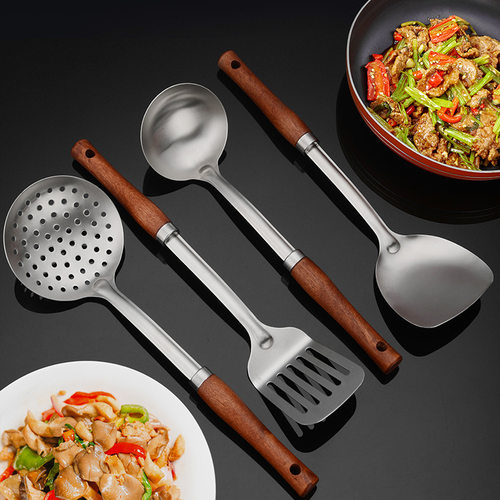 304不锈钢木柄厨具套装家用锅铲火锅勺全套炒菜铲子厨房烹饪用具