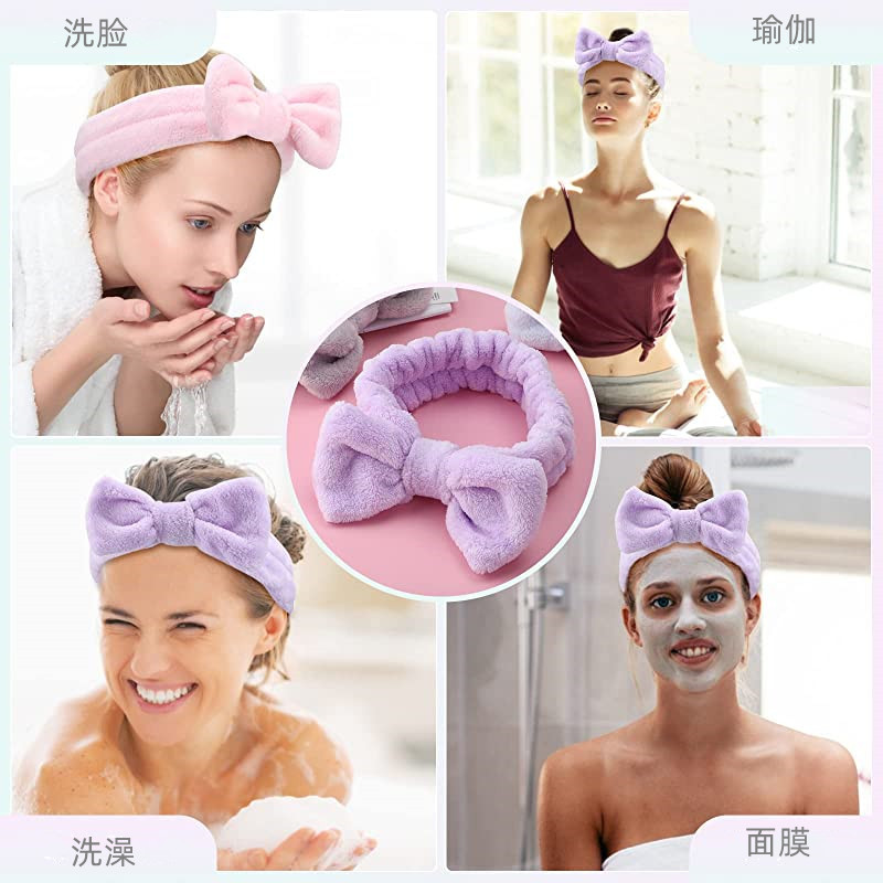 韩系纯色珊瑚绒蝴蝶结发带毛绒头带女洗脸卸妆发带美容礼品发饰