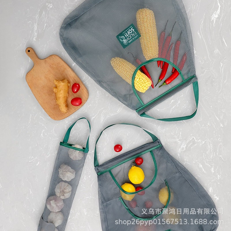 厂家直供厨房储物收纳挂袋双层镂空透气大葱生姜蒜手拎果蔬收纳袋,婴童用品,尿布袋/床头挂袋,淘宝优惠券,粉丝福利购,淘宝优惠卷
