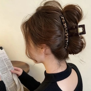 复古豹纹抓夹女高级感大号鲨鱼夹2025新款 时髦百搭新娘抓夹365