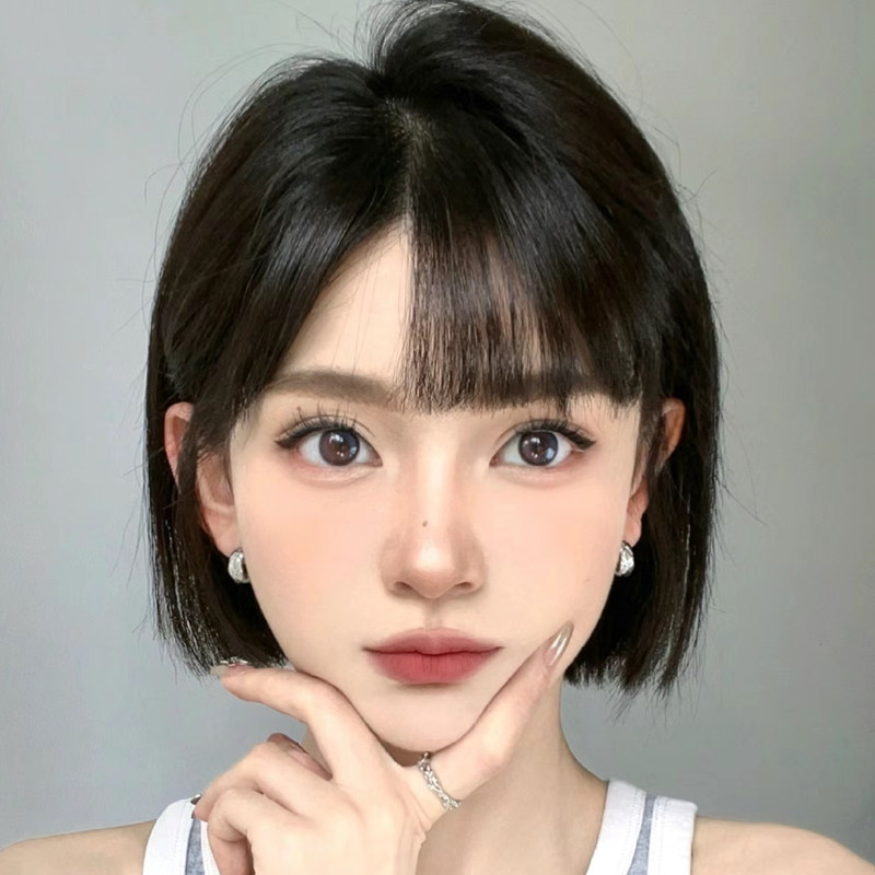 假发全头套女短发波波头发型时尚黑色一刀切bobo头假发套日常假发