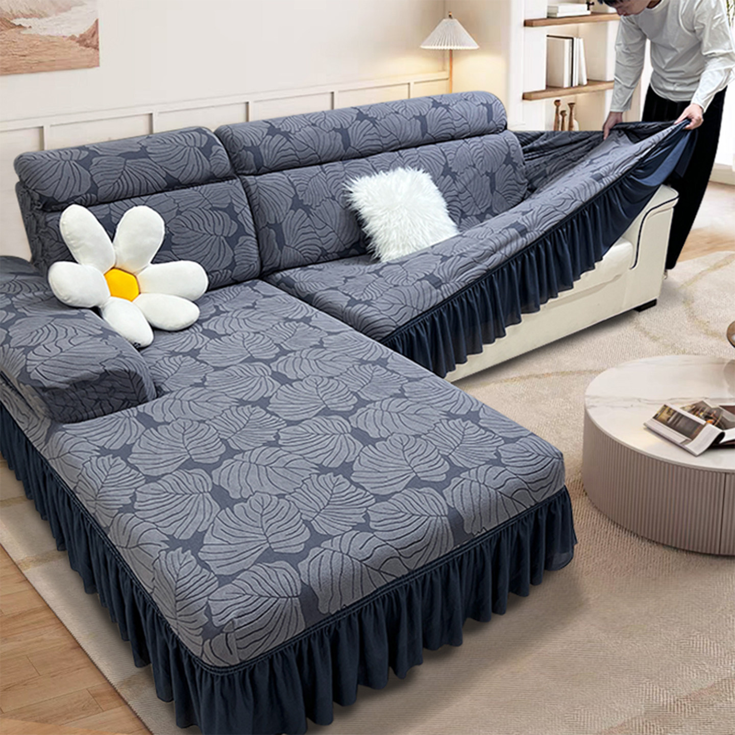 贵妃懒人弹力沙发套罩卍能全包罩四季通用防滑防猫抓沙发盖布全盖
