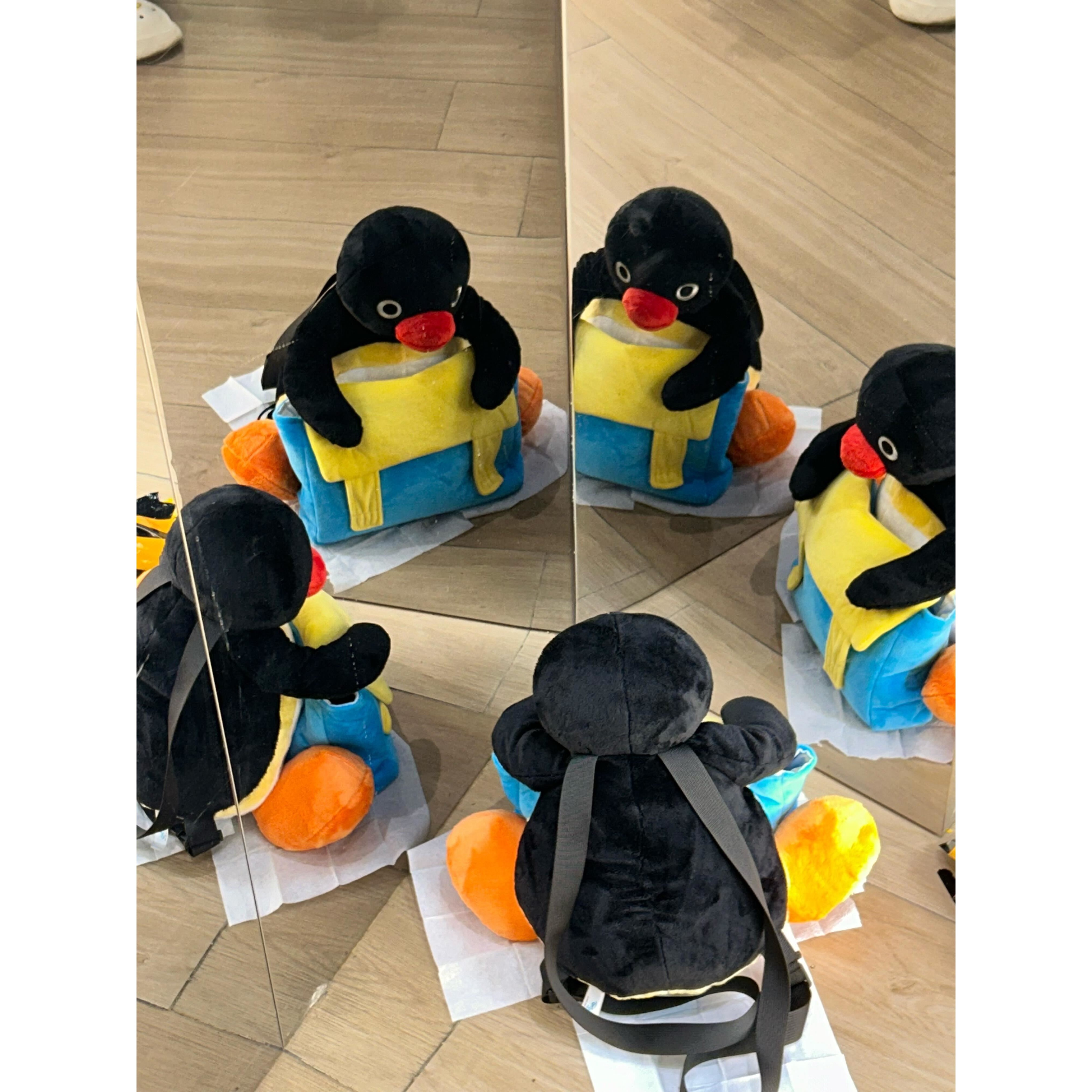 Pingu背包卡通日本风格可爱企鹅眼睛显示袋娃娃娃娃斜挎包学生书