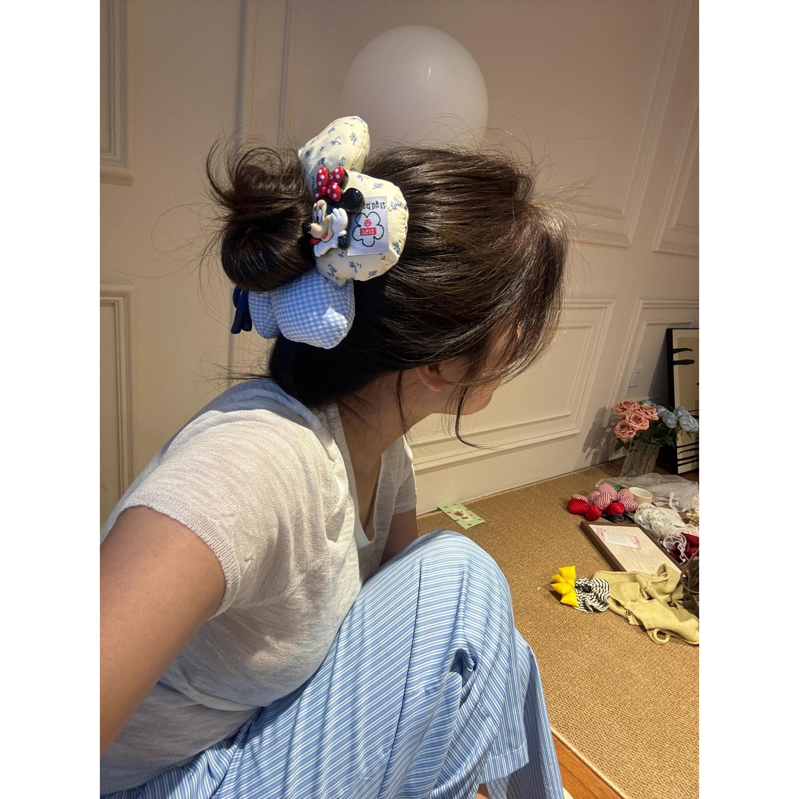 花朵米奇发圈卡通立体花朵儿童丸子头大肠发圈可爱百搭头绳发饰
