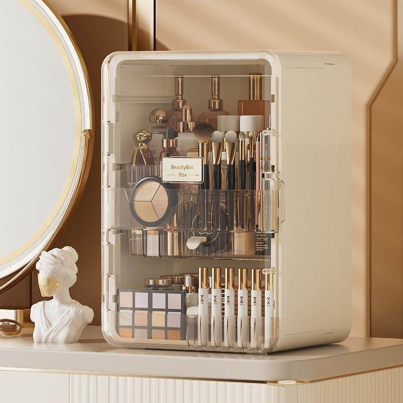 轻奢化妆品收纳盒 家用护肤品防尘收纳柜 桌面梳妆台大容量收纳盒,收纳整理,化妆刷收纳盒/桶,淘宝优惠券,粉丝福利购,淘宝优惠卷