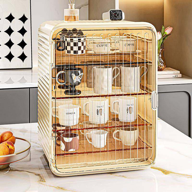 防尘杯架水杯架茶具茶杯架咖啡杯马克杯收纳置物架轻奢带盖收纳盒,收纳整理,书桌收纳置物架,淘宝优惠券,粉丝福利购,淘宝优惠卷