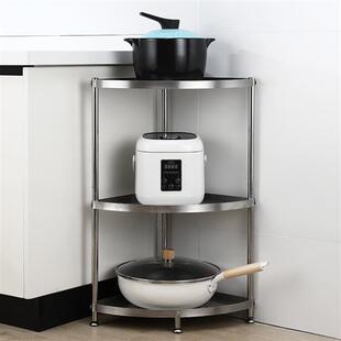 304不锈钢厨房置物架转角落地台面层架锅架浴室卫生间墙三角盆架