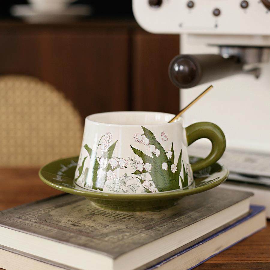 北欧复古下午茶咖啡杯碟套装办公室小众高级感家用拿铁杯牛奶杯,餐饮具,咖啡杯,淘宝优惠券,粉丝福利购,淘宝优惠卷