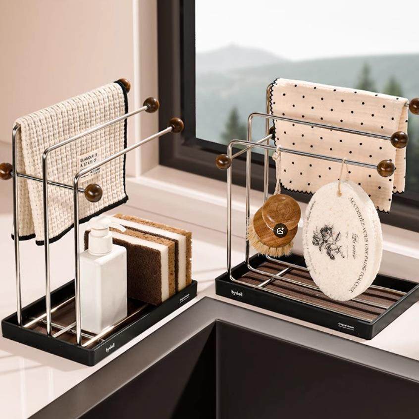 欧式厨房不锈钢沥水架家用台面海绵毛巾多用水槽收纳架置物架子,厨房/烹饪用具,抹布架/厨房清洁收纳架,淘宝优惠券,粉丝福利购,淘宝优惠卷