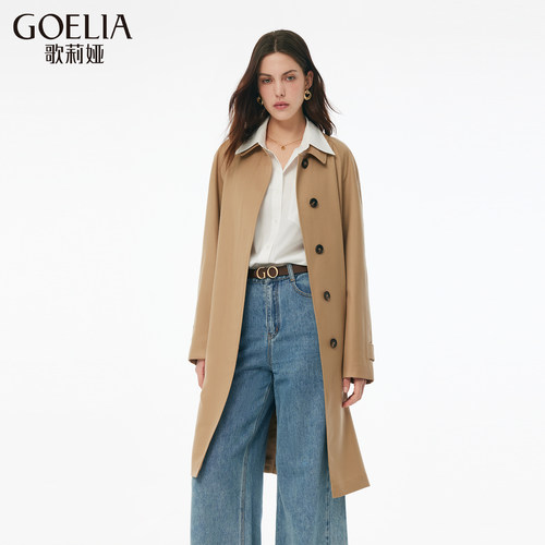 歌莉娅春季新品精纺羊毛翻领风衣1E2L6L1Q0